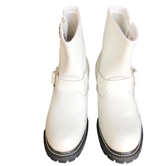 Vintage Skechers Boots Womens Size 6 White Leather Bootie Oil Resistant EUC - Picture 3 of 9
